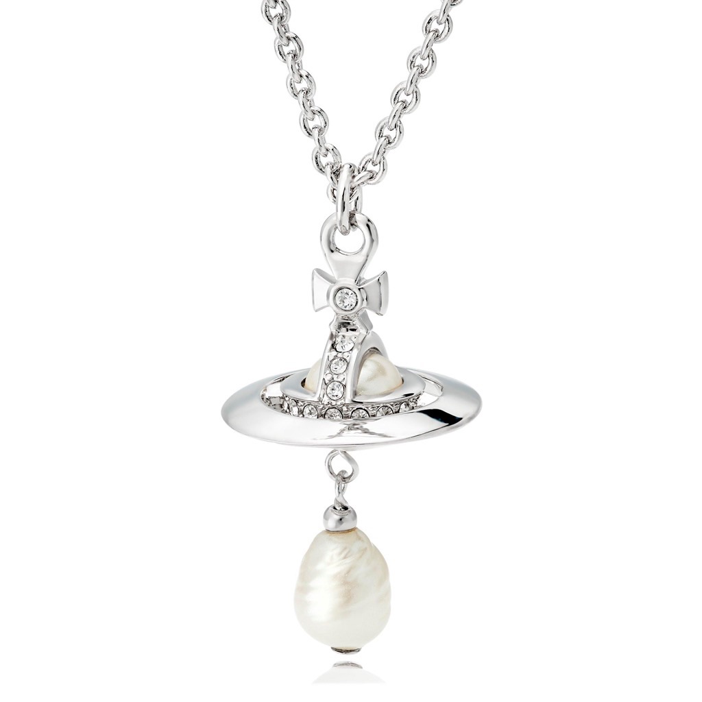 Vivienne Westwood Silver Necklace With Pearl Drop 158$